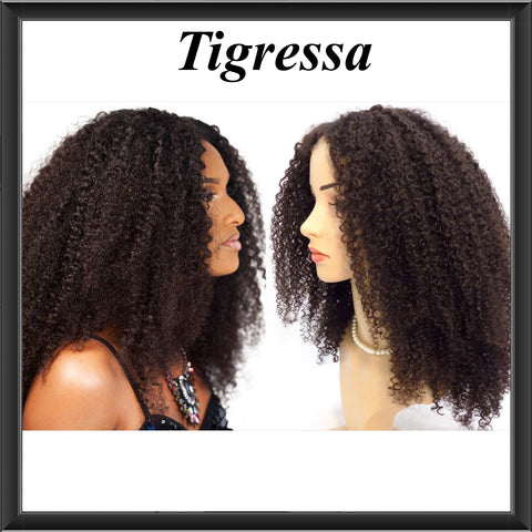 The Tigressa Unit - Cheap Kinky Curl Virgin Human Hair Hand Made Custom 4" x 4" Closure Wig - annahair